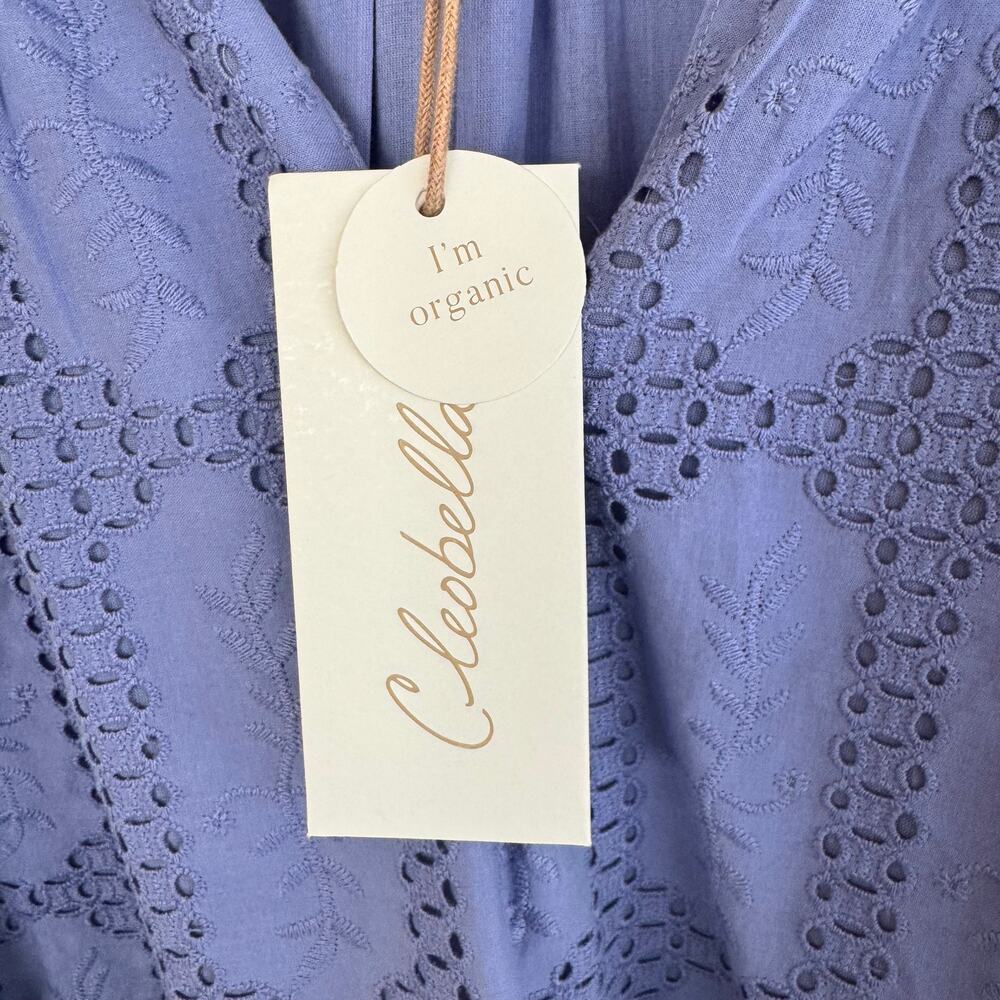 New Cleobella Alma Embroidered Pointelle Dress Purple Sz L - Picture 2 of 7